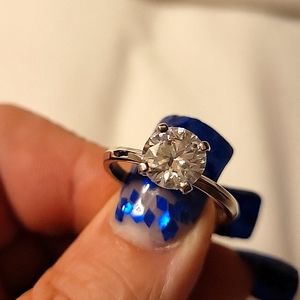 14KGP 925 GENUINE MOISSANITE DIAMOND RING CERTIFICATE 2ct solitaire.